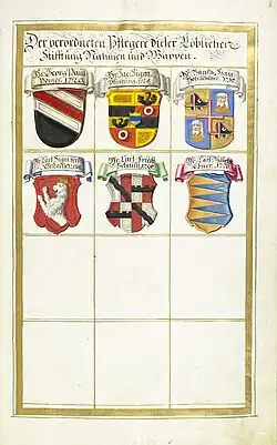 Wappen Sigmund Pfintzing, Pfleger der Landauerschen Zwölfbrüderstiftung 1724