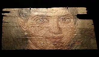 Mumienporträt einer Frau, Fragment.