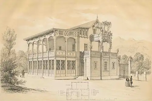 Entwurf für ein Landhaus in Schaffhausen, 1855.