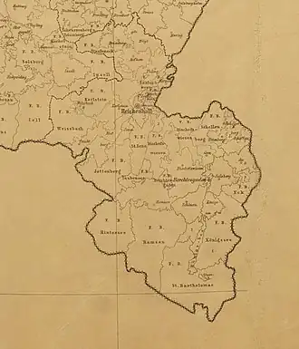 Gemeindegrenzen Bezirksamt Berchtesgaden von 1892, die noch relativ große gemeindefreie Gebiete bzw. F. B. = Forstbezirke enthielten