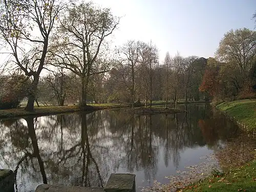 Rousseau-Insel im Schwanenteich des Landschaftsparks Althaldensleben-Hundisburg