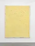 Lawrence Carroll, Untitled (Yellow Painting), 2017, Oil, wax, staples, house paint, dust, canvas on wood, 262 (h) x 200 x 6 cm / 103¼ (h) x 78¾ x 2¼ in