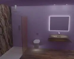 Choreografie: Hier werden die Toilette und der Wasch­tisch hervor­gehoben.