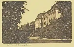 Schloss Knauthain auf einer Ansichtskarte (1908)