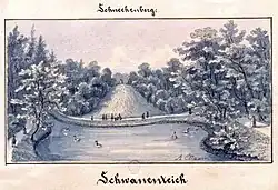 Schwanenteich und Schneckenberg um 1860