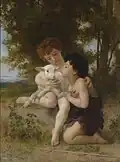 Zärtlichkeit in Les Enfants à L’Agneau von W.-A. Bouguereau
