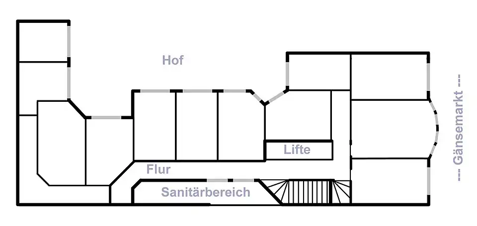 Grundrissskizze des Lessinghauses (Obergeschoss)