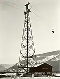 Die 42 Meter hohe, letzte Stütze der Personenseilbahn