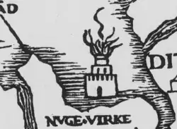 1539 Leuchtturm auf Neuwerk, Ausschnitt aus der Carta Marina