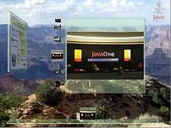 Bildschirmphoto von der Project Looking Glass 3D Live-CD