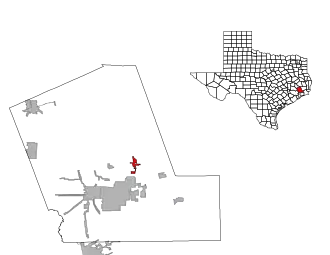 Lage von Hardin im Liberty County (links) und in Texas (rechts)