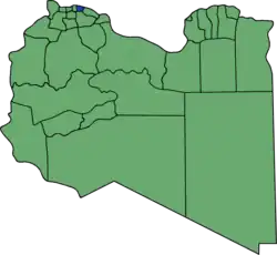 Die Lage von Munizip Tadschura’ wa-n-Nawahi al-Arbaʿ in Libyen