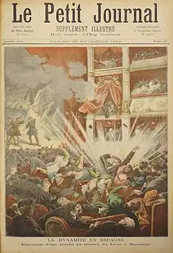 Die Explosion in der Oper, Zeichnung auf dem Titelblatt des Petit Journal