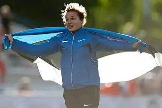 Liina Laasma Rang vierzehn mit 56,93 m