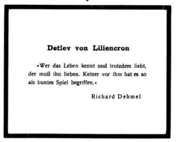 Todesanzeige aus Die Fackel 285–286, 27. Juli 1909