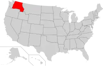 Karte der USA, Lincoln hervorgehoben