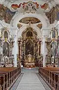 Innenansicht Stiftskirche Lindau, mit der zentralen Wappendarstellung