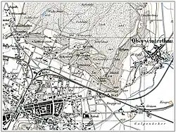 Bis kurz nach 1900 waren die Süd- und Südosthänge des Lindbergs fast durchgehend von Reben bedeckt – ausser dem Gelände der Brauerei Haldengut (Siegfriedkarte, 1879)