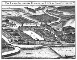 Ansicht um 1674. Kupferstich aus der Topographia Austriae superioris modernae