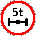 Zeichen 315: Verbot für Fahrzeuge über angegebene tatsächliche Achslast