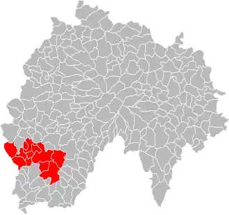 Lage der Communauté de communes Cère et Rance en Châtaigneraie im Département Cantal