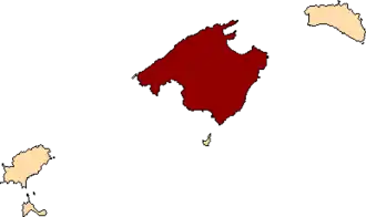 Lage von Lage Mallorcas in Bezug auf die Balearen in den Balearischen Inseln (anklickbare Karte)