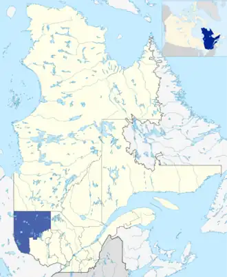 Lage der Region Abitibi-Témiscamingue in Québec