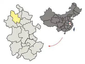 Lage der Bozhous in der Provinz Anhui