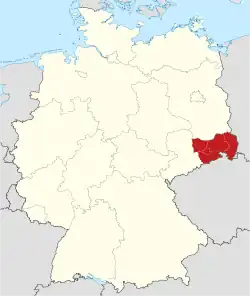 Lage des Direktionsbezirks Dresden in Deutschland