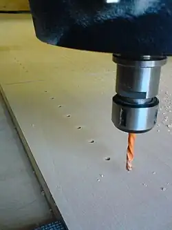 Bohren der System 32-Lochreihe auf einer CNC-Maschine