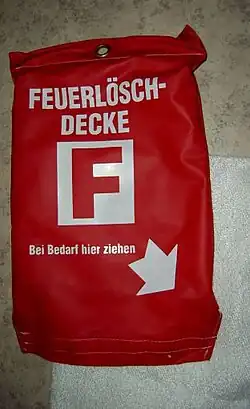 Löschdecke mit geöffneter Hülle