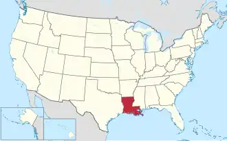 Karte der USA, Louisiana hervorgehoben