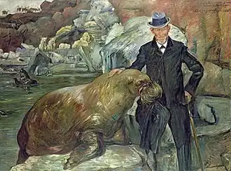 Lovis Corinth, Porträt Carl Hagenbeck mit dem Walroß Pallas