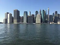 In Skyline am East River 2021 vom Brooklyn Bridge Park