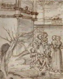 Feder in Braun, grau laviert, 20,6 × 16,6 cm, um 1540, Museum der bildenden Künste Leipzig