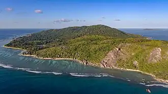 Luftbild der Insel La Digue/Seychellen
