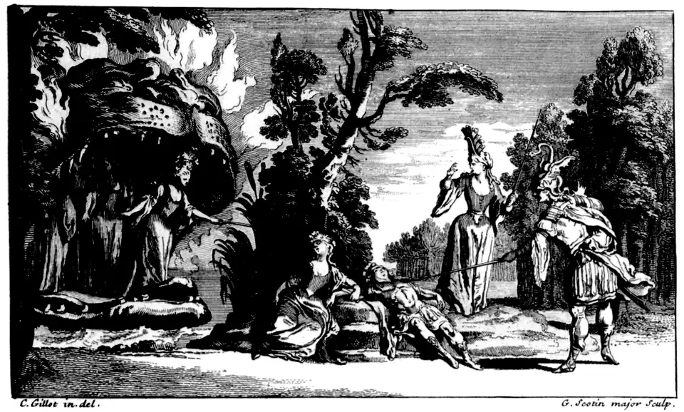 Szenenbild des vierten Akts. Partiturausgabe von 1711