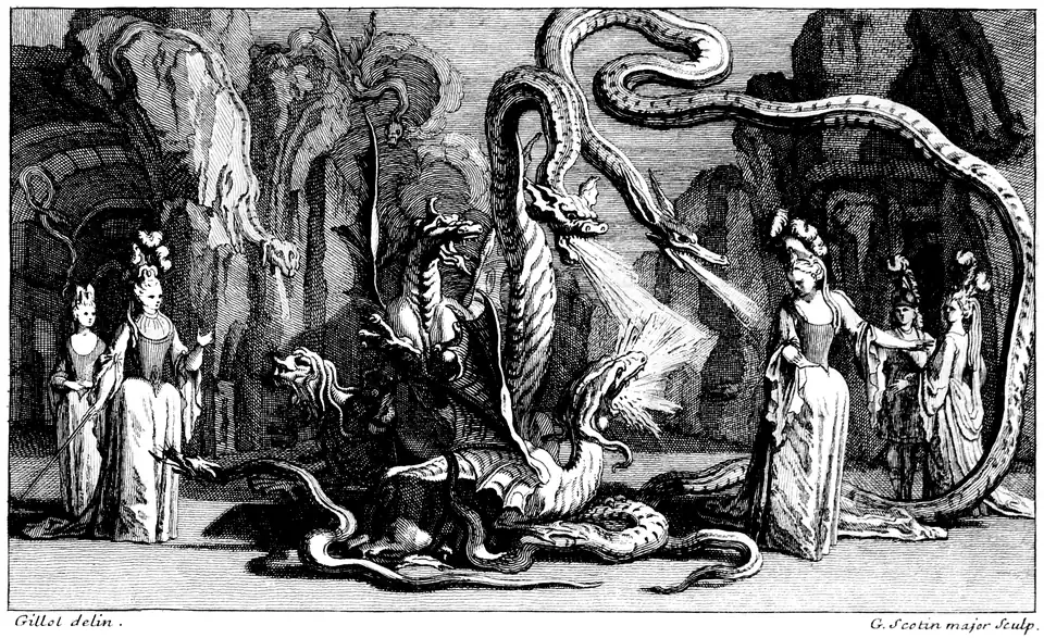 Szenenbild des dritten Akts. Partiturausgaben von 1711/1720