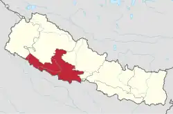 Lage der Provinz Lumbini innerhalb Nepals