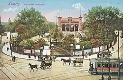 Bayerischer Bahnhof mit Vorgelände, um 1900