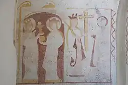 Nördlicher Chorbogen, Heilige Barbara und Katharina, heilige Helena und Kaiser Konstantin (?)