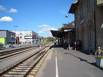 Blick vom Hausbahnsteig Richtung Weikersheim