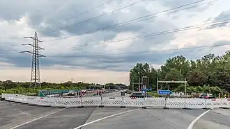 während der Umleitung der Mainzer Straße über die A 66 (Juli 2021)