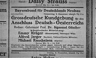 Zeitungsanzeige für eine Großveranstaltung