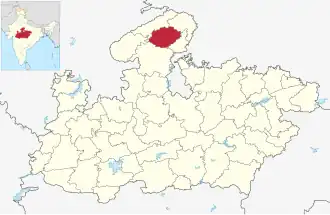 Positionskarte des Distrikts Gwalior