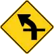 Zeichen W1-10aL Kurve mit Kreuzung (links)