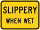 Zeichen W8-10P Rutschgefahr bei Nässe (Zusatzschild)