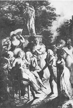 Vortrag der Germaine de Staël im Coppet-Kreis im Garten von Schloss Coppet