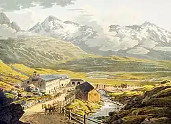 Montespluga 1823 von Norden noch ohne Stausee