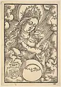 Einfache Initialen „HB“ unten rechts, Madonna lactans, 1514